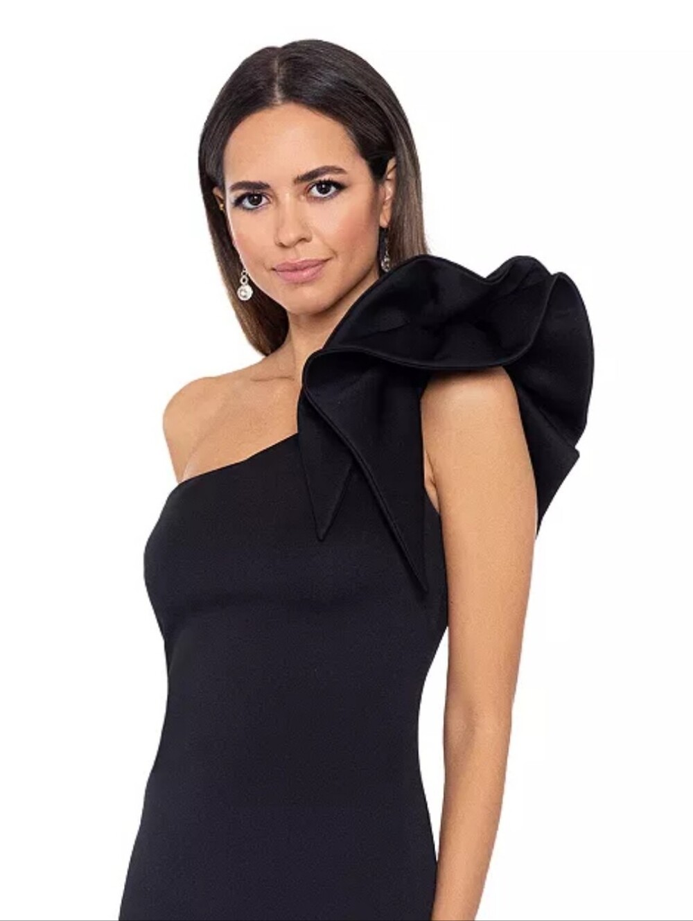 Betsy And Adam "Daisy" Scuba Crepe One Shoulder Dress Size 6